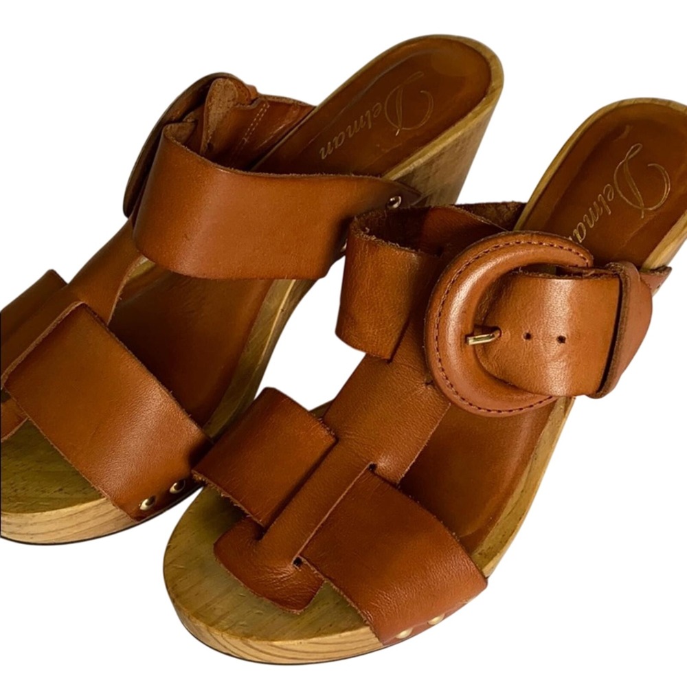 Delman Brown Leather Mules